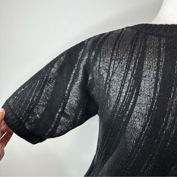 Diane Von Furstenberg Sweater Cardigan 100% Wool Zip Up Metallic Stripe Size S M - Picture 3 of 13